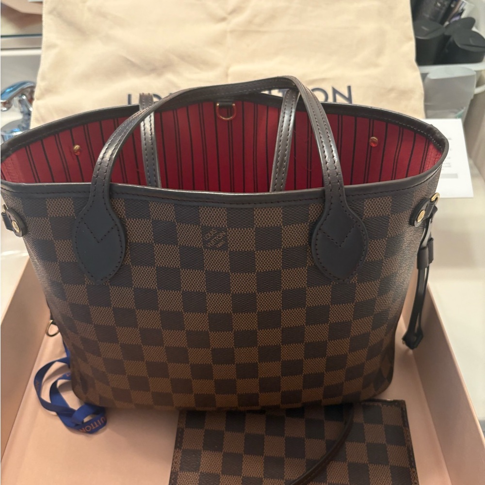 Louis Vuitton Checkered Brown and Red Tote - Authentic